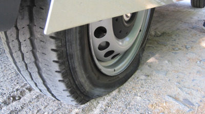 flat tire on rough road
