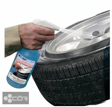 Spray lubricant on the tire's inner edge