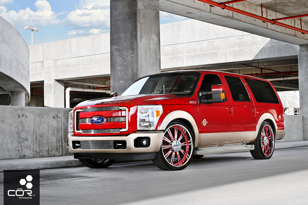Ford Excursion on 26 COR Lladro finished in Chrome and color-matched
